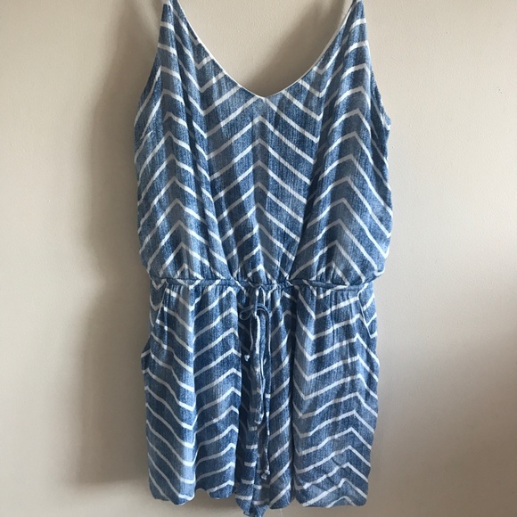 Stripped Blue & White Romper S - Picture 1 of 7